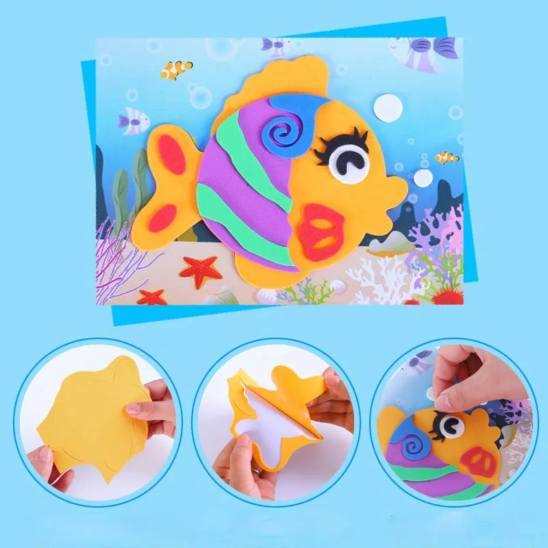 10Pcs DIY Creative Cartoon Animal Foam Sticker Puzzle - Early Learning Educational Toys