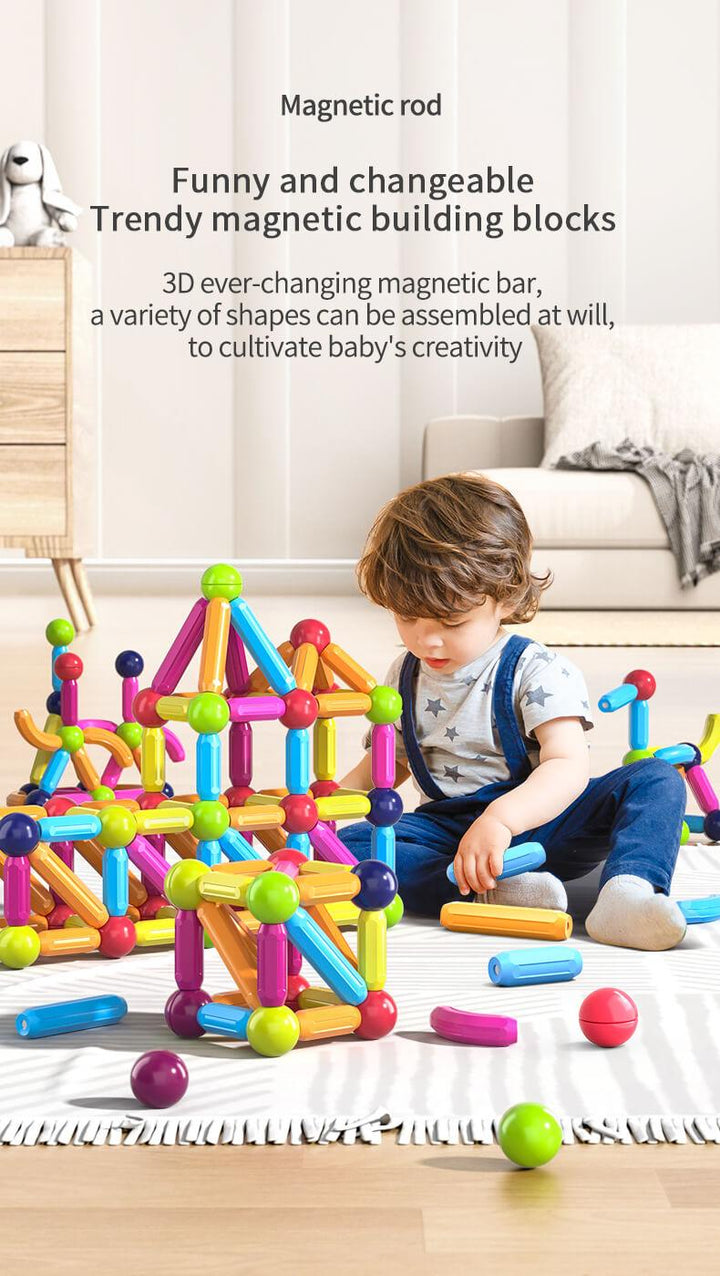 Montessori Kids Magnetic Construction Set & Balls - MotherlyEase