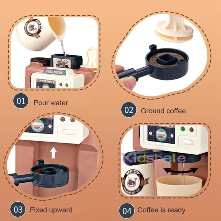 Coffee Machine Kitchen Set & Play Shopping - MotherlyEase