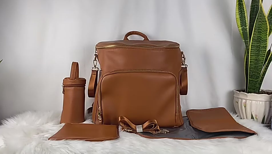 Chelsea Vegan Leather Baby Bag - Stylish Baby Changing Bag Backpack